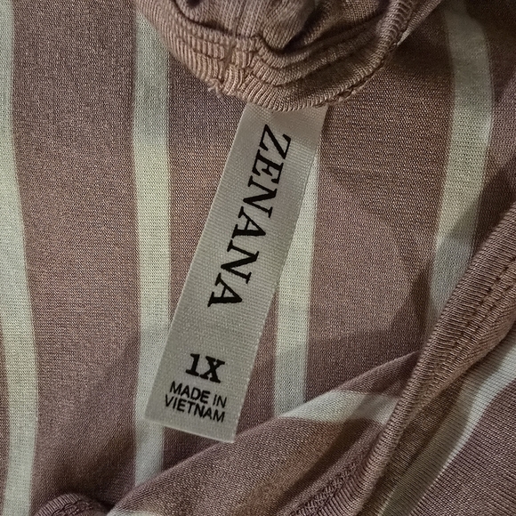 New Zenana Striped Curved Hem Cami Tanktop Lt Rose/ivory Plus Sizes - Picture 6 of 6